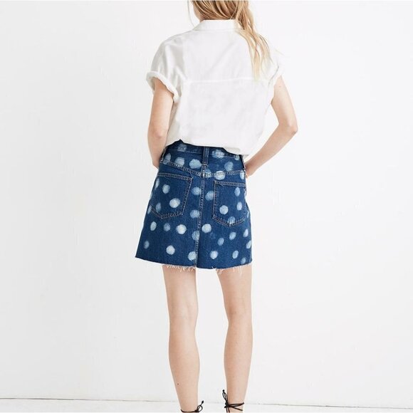 MADEWELL Denim-A-Line Polka Dot Micro and Ultra Mini Denim Skirt - Picture 6 of 11